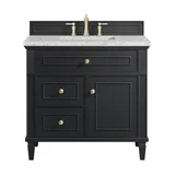 Lorelai 36" Single Vanity, Black Onyx w/ 3 CM Eternal Jasmine Pearl Silestone Top