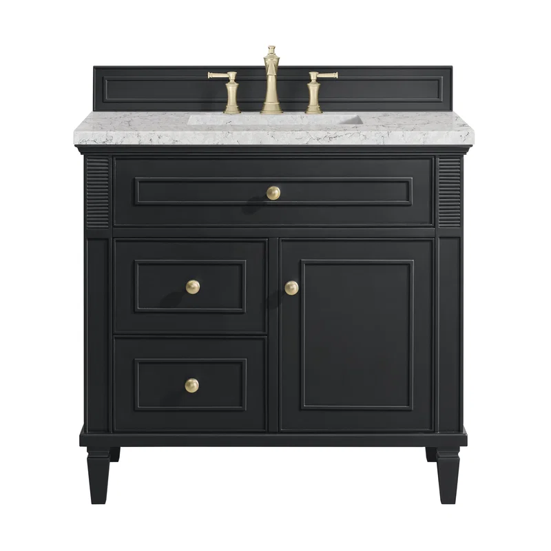Lorelai 36" Single Vanity, Black Onyx w/ 3 CM Eternal Jasmine Pearl Silestone Top