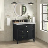 Lorelai 36" Single Vanity, Black Onyx w/ 3 CM Eternal Jasmine Pearl Silestone Top