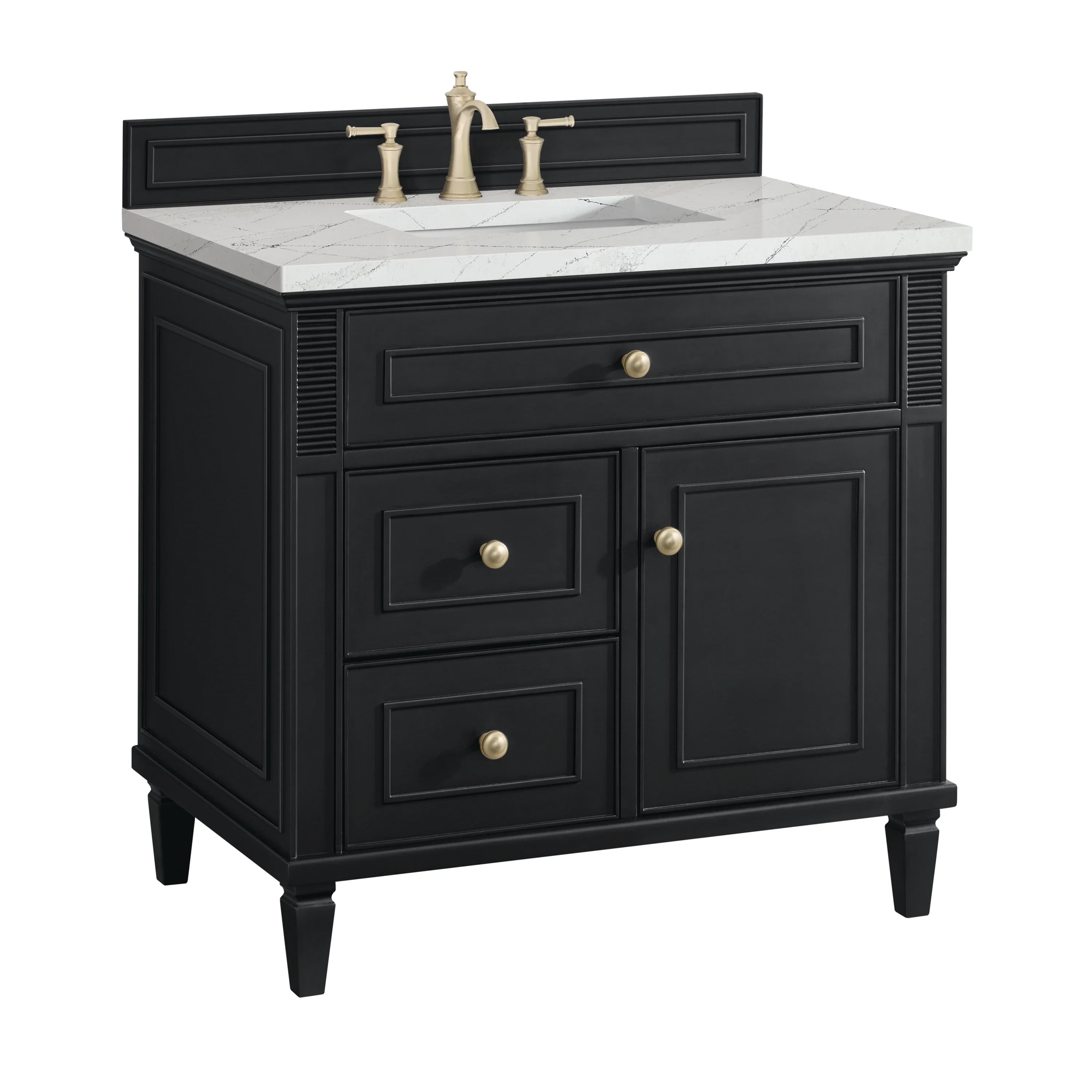 Lorelai 36" Single Vanity, Black Onyx w/ 3 CM Ethereal Noctis Silestone Top