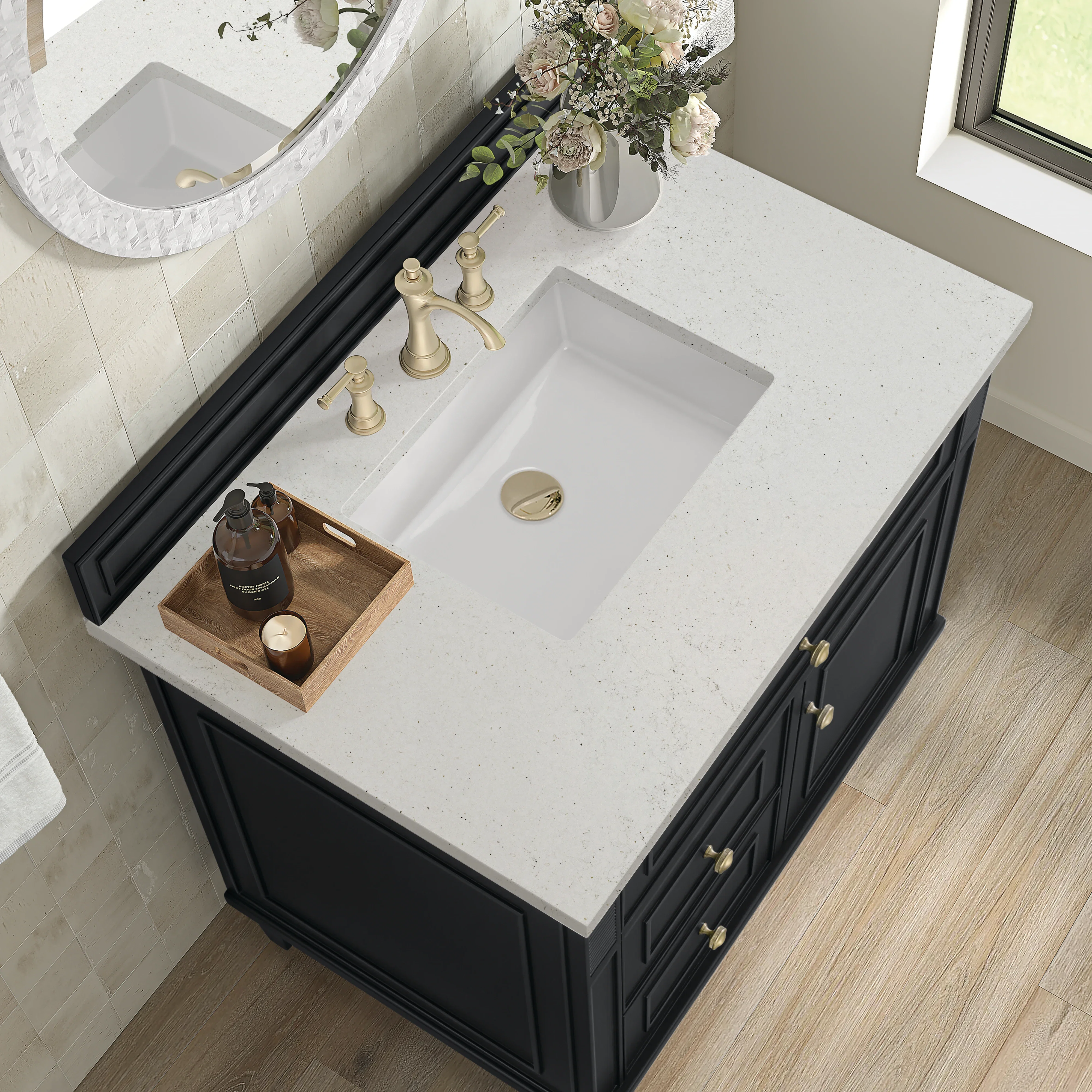 Lorelai 36" Single Vanity, Black Onyx w/ 3 CM Lime Delight Silestone Top
