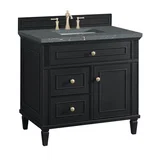 Lorelai 36" Single Vanity, Black Onyx w/ 3 CM Parisien Bleu Silestone Top