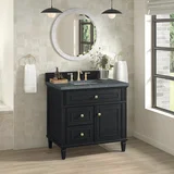 Lorelai 36" Single Vanity, Black Onyx w/ 3 CM Parisien Bleu Silestone Top