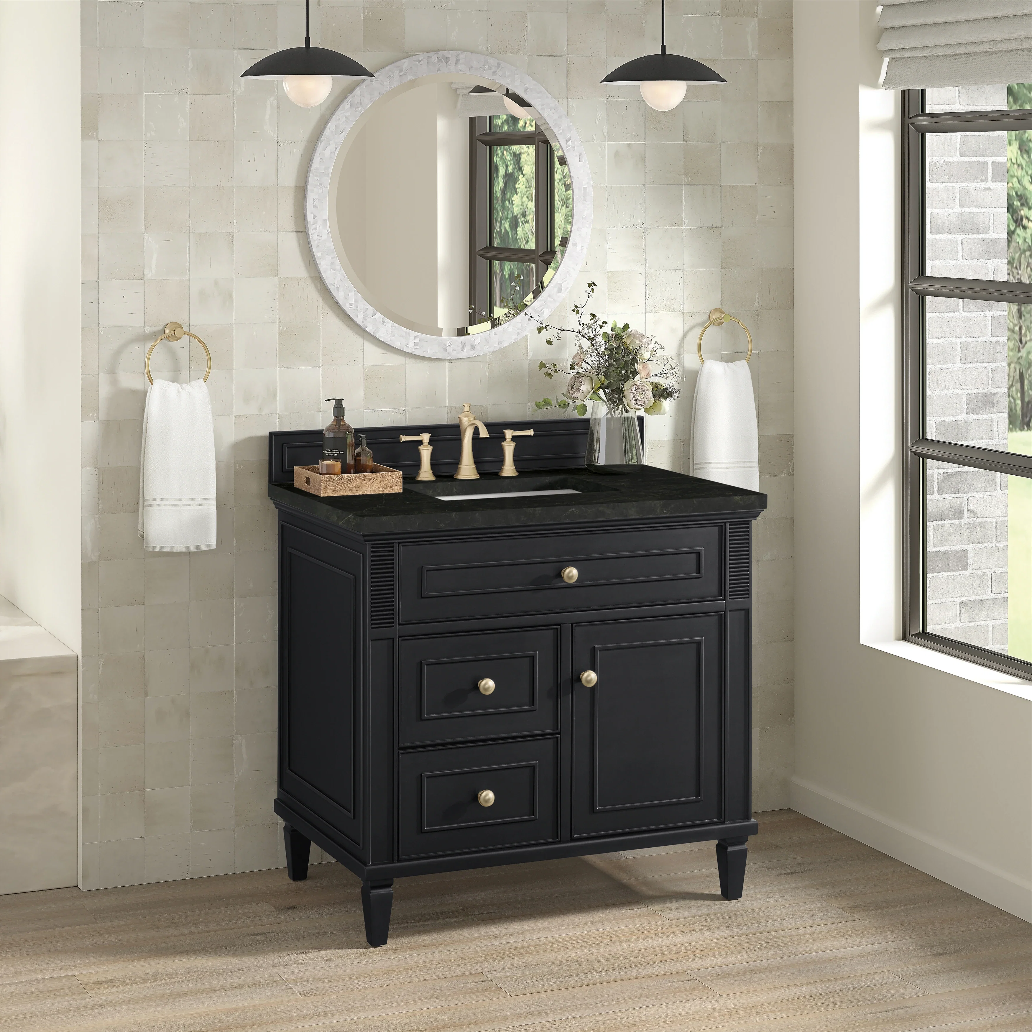 Lorelai 36" Single Vanity, Black Onyx, w/ 3 CM Phantome Eclos Top