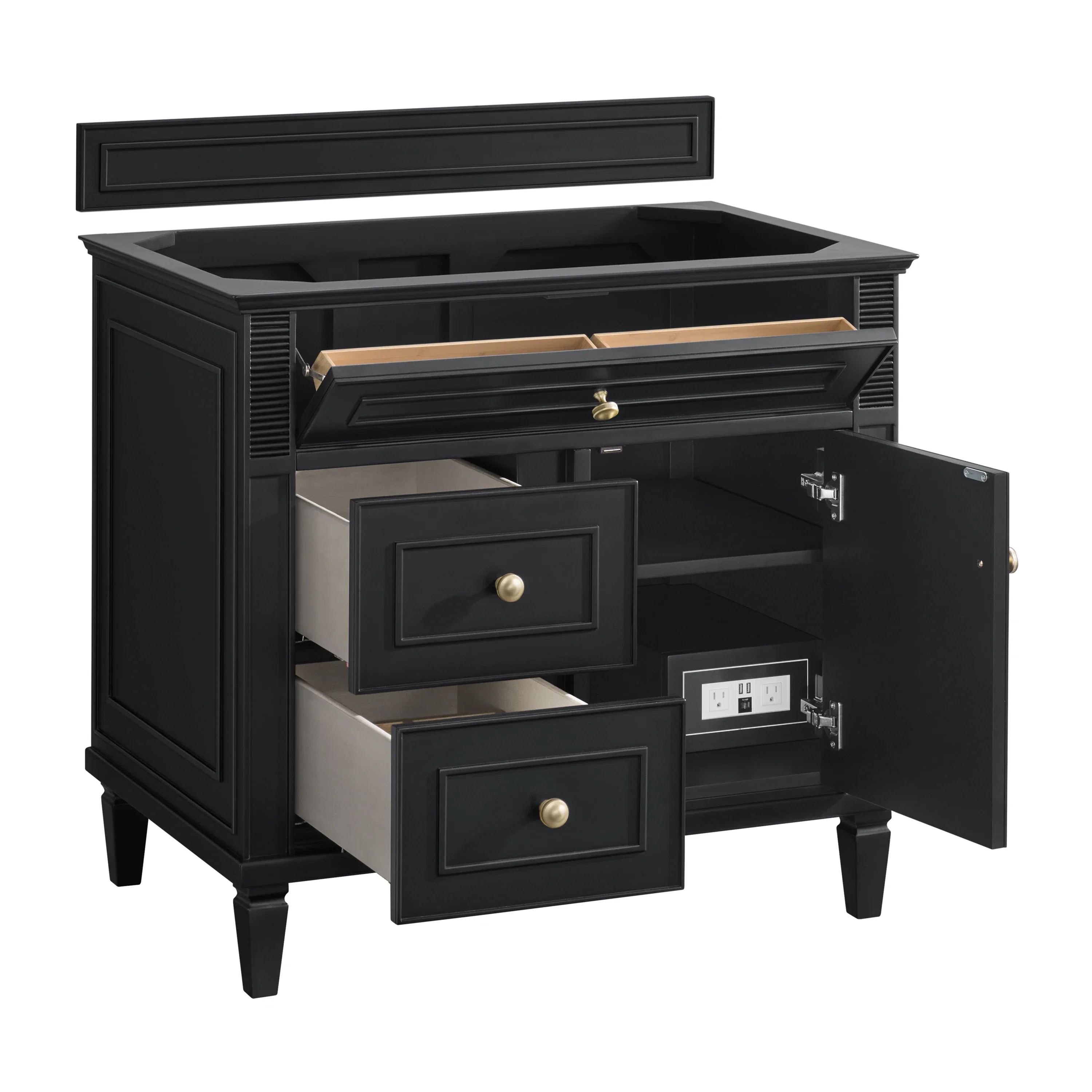 Lorelai 36" Single Vanity, Black Onyx, w/ 3 CM Phantome Eclos Top
