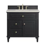 Lorelai 36" Single Vanity, Black Onyx, w/ 3 CM Siberian Silestone Top