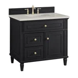 Lorelai 36" Single Vanity, Black Onyx, w/ 3 CM Siberian Silestone Top