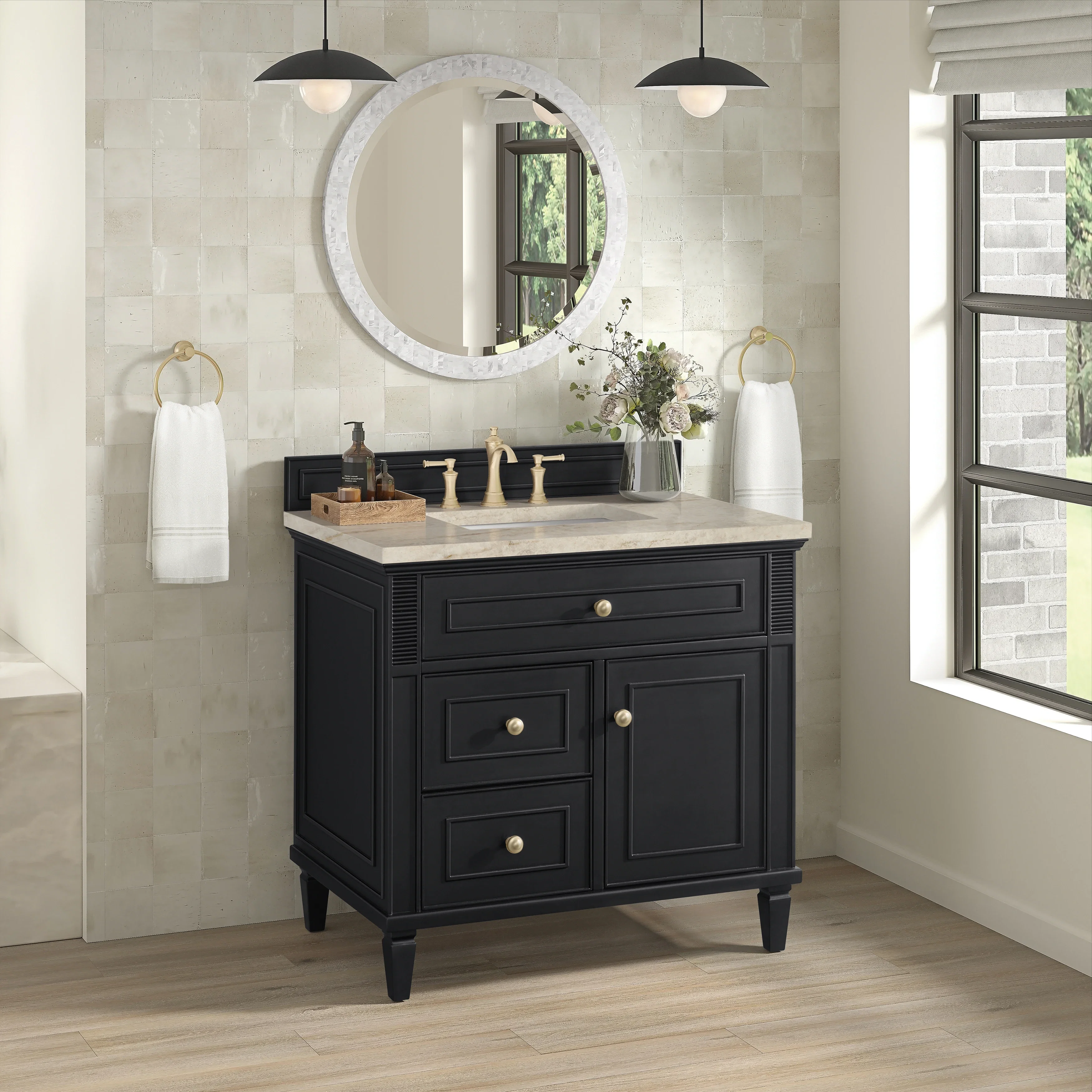 Lorelai 36" Single Vanity, Black Onyx, w/ 3 CM Tajnar Eclos Top