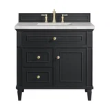 Lorelai 36" Single Vanity, Black Onyx w/ 3 CM Victorian Silver Silestone Top