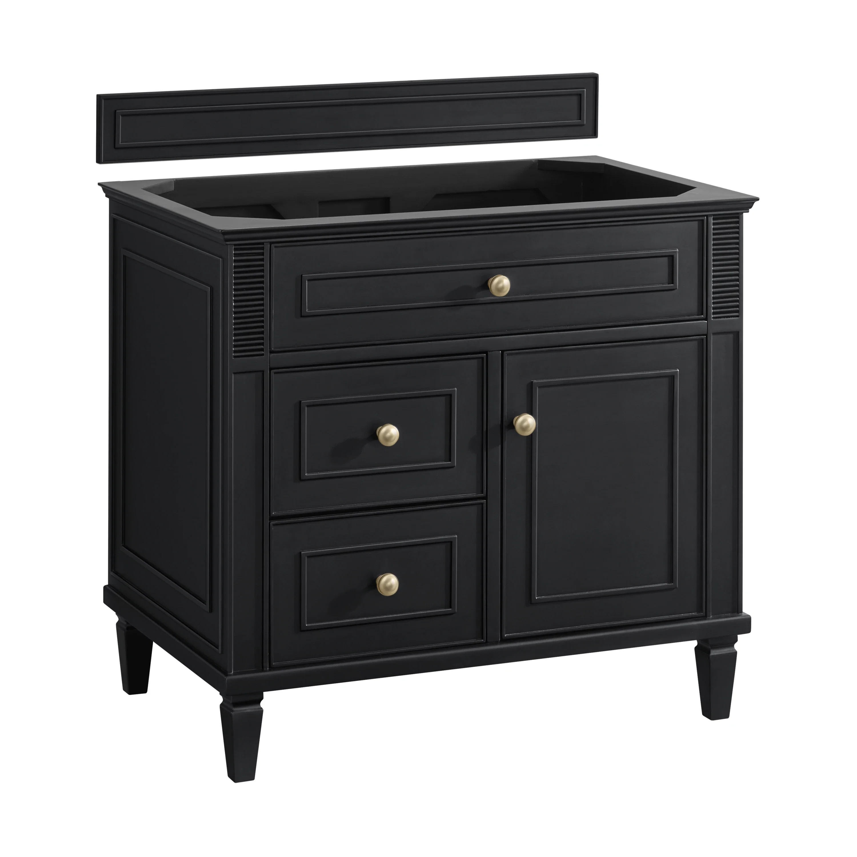 Lorelai 36" Single Vanity, Black Onyx w/ 3 CM Victorian Silver Silestone Top