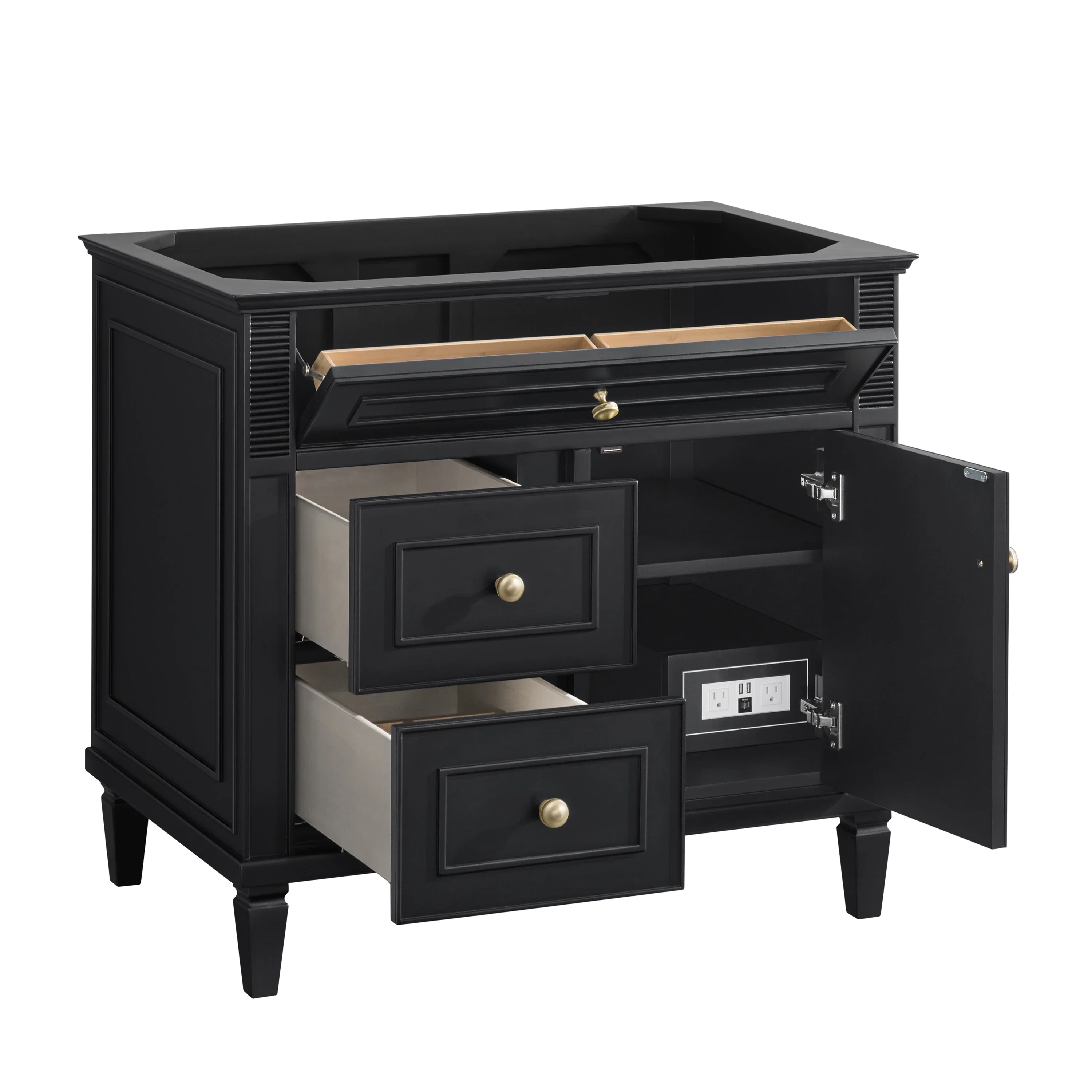 Lorelai 36" Single Vanity, Black Onyx w/ 3 CM White Zeus Silestone Top