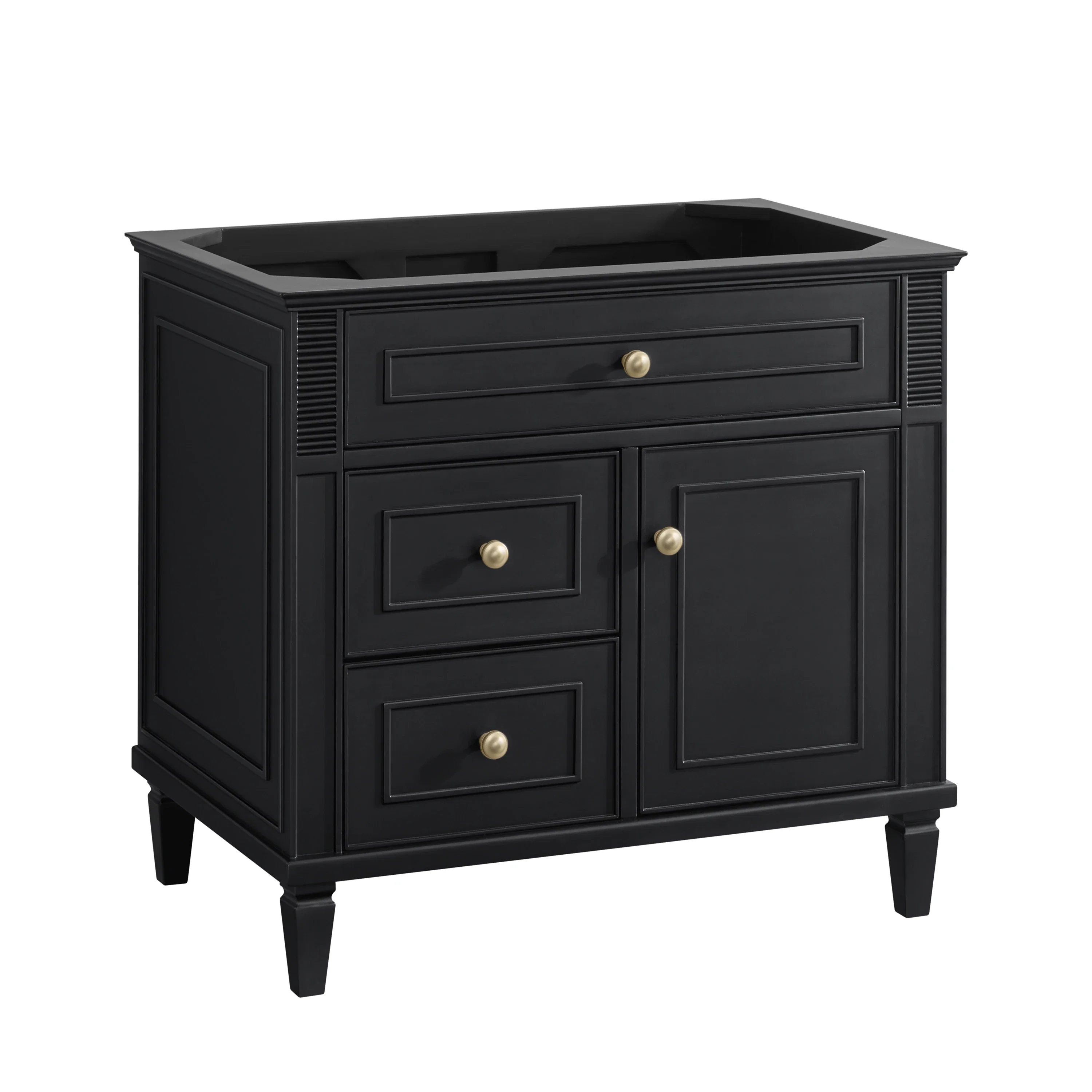 Lorelai 36" Single Vanity, Black Onyx w/ 3 CM White Zeus Silestone Top