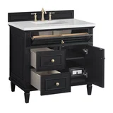 Lorelai 36" Single Vanity, Black Onyx w/ 3 CM White Zeus Silestone Top