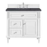 Lorelai 36" Single Vanity, Bright White w/ 3 CM Charcoal Soapstone Silestone Top