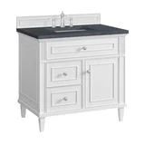 Lorelai 36" Single Vanity, Bright White w/ 3 CM Charcoal Soapstone Silestone Top