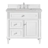 Lorelai 36" Single Vanity, Bright White w/ 3 CM Eternal Jasmine Pearl Silestone Top