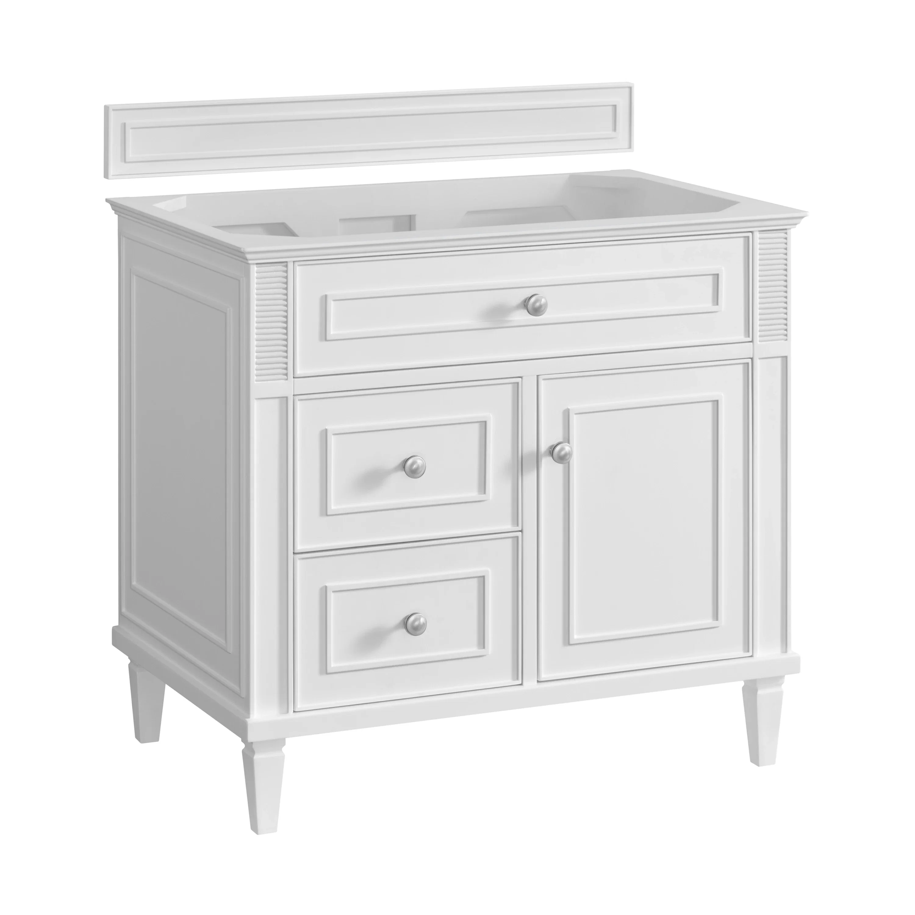 Lorelai 36" Single Vanity, Bright White w/ 3 CM Eternal Jasmine Pearl Silestone Top
