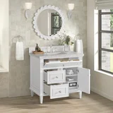 Lorelai 36" Single Vanity, Bright White w/ 3 CM Eternal Jasmine Pearl Silestone Top