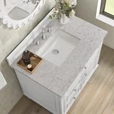 Lorelai 36" Single Vanity, Bright White w/ 3 CM Eternal Jasmine Pearl Silestone Top