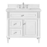 Lorelai 36" Single Vanity, Bright White w/ 3 CM Ethereal Noctis Silestone Top