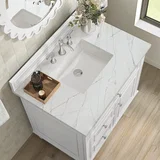 Lorelai 36" Single Vanity, Bright White w/ 3 CM Ethereal Noctis Silestone Top