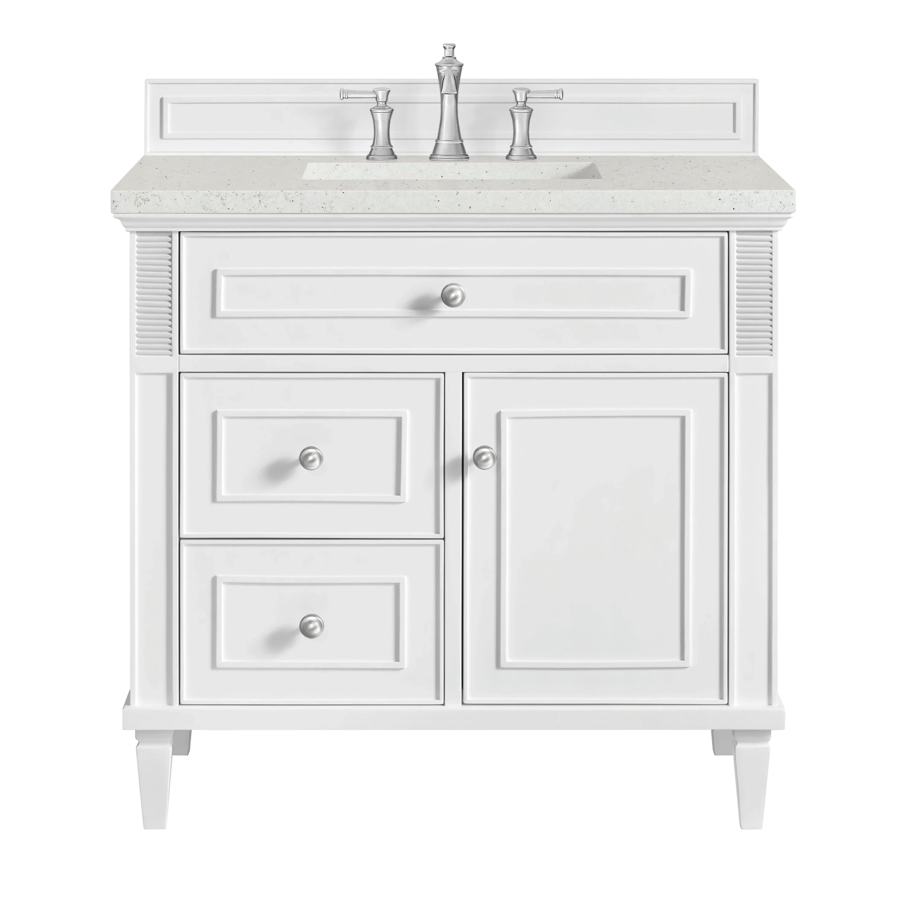 Lorelai 36" Single Vanity, Bright White w/ 3 CM Lime Delight Silestone Top