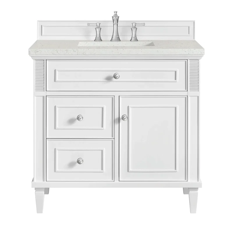 Lorelai 36" Single Vanity, Bright White w/ 3 CM Lime Delight Silestone Top