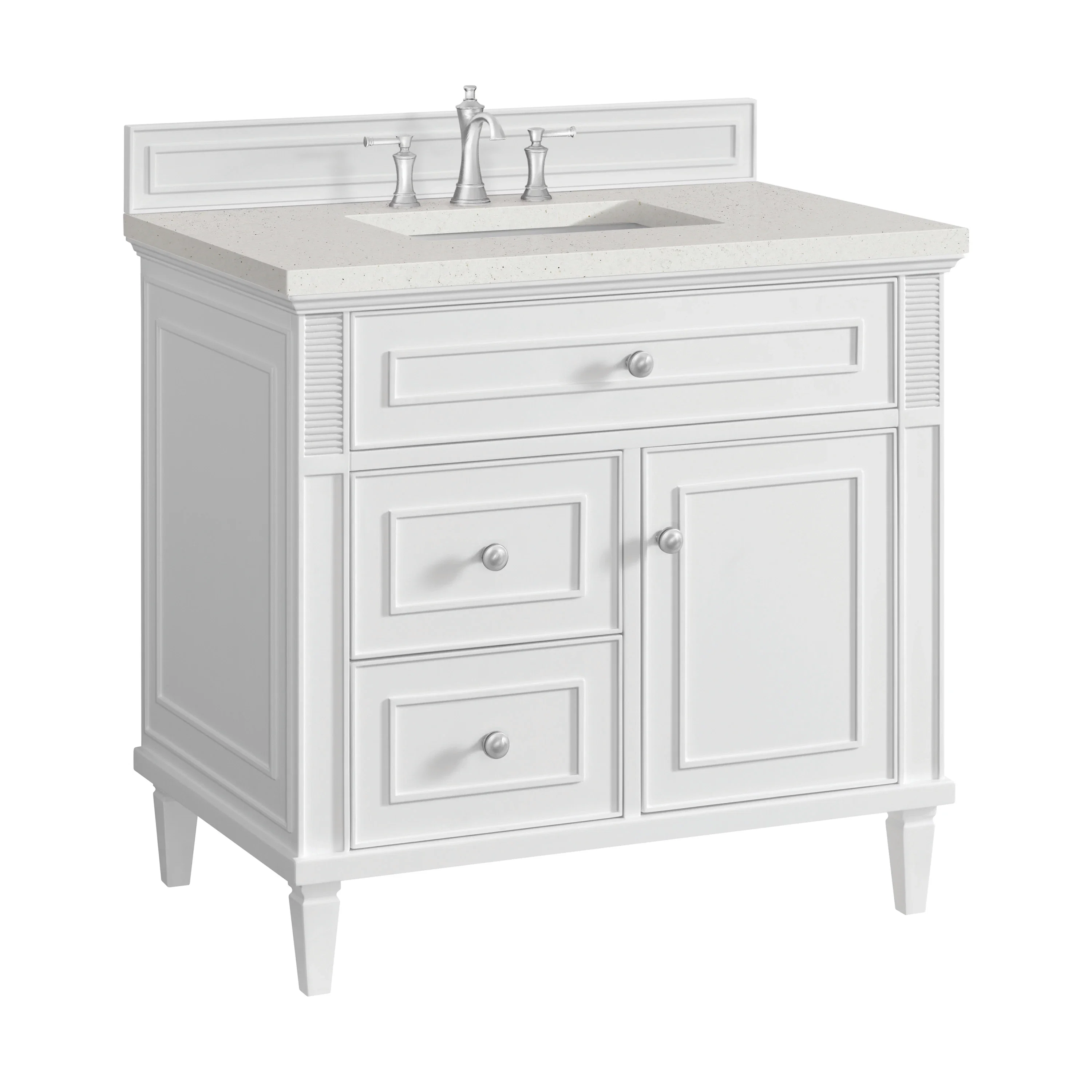 Lorelai 36" Single Vanity, Bright White w/ 3 CM Lime Delight Silestone Top