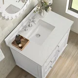 Lorelai 36" Single Vanity, Bright White w/ 3 CM Lime Delight Silestone Top