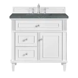 Lorelai 36" Single Vanity, Bright White w/ 3 CM Parisien Bleu Silestone Top