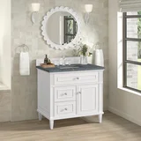 Lorelai 36" Single Vanity, Bright White w/ 3 CM Parisien Bleu Silestone Top