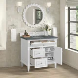 Lorelai 36" Single Vanity, Bright White w/ 3 CM Parisien Bleu Silestone Top