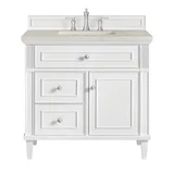 Lorelai 36" Single Vanity, Bright White, w/ 3 CM Siberian Silestone Top