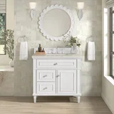 Lorelai 36" Single Vanity, Bright White, w/ 3 CM Siberian Silestone Top