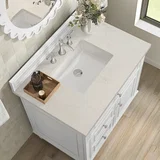 Lorelai 36" Single Vanity, Bright White, w/ 3 CM Siberian Silestone Top