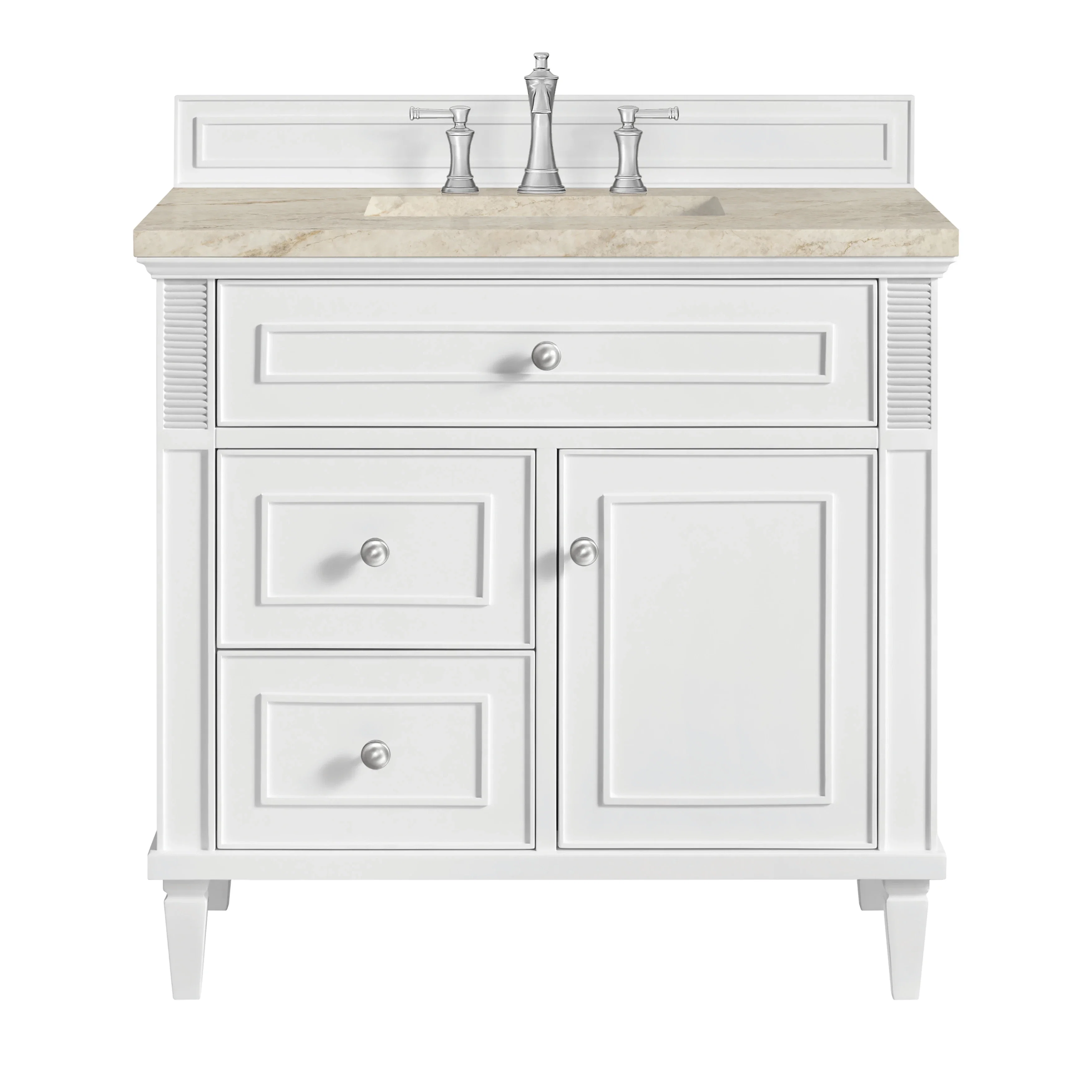 Lorelai 36" Single Vanity, Bright White, w/ 3 CM Tajnar Eclos Top