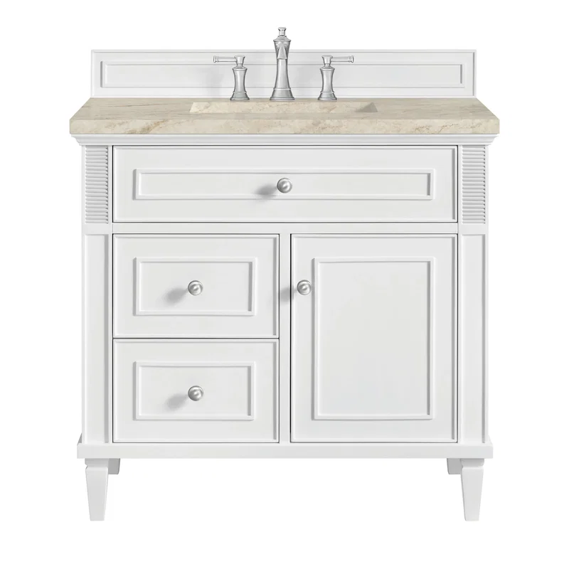 Lorelai 36" Single Vanity, Bright White, w/ 3 CM Tajnar Eclos Top