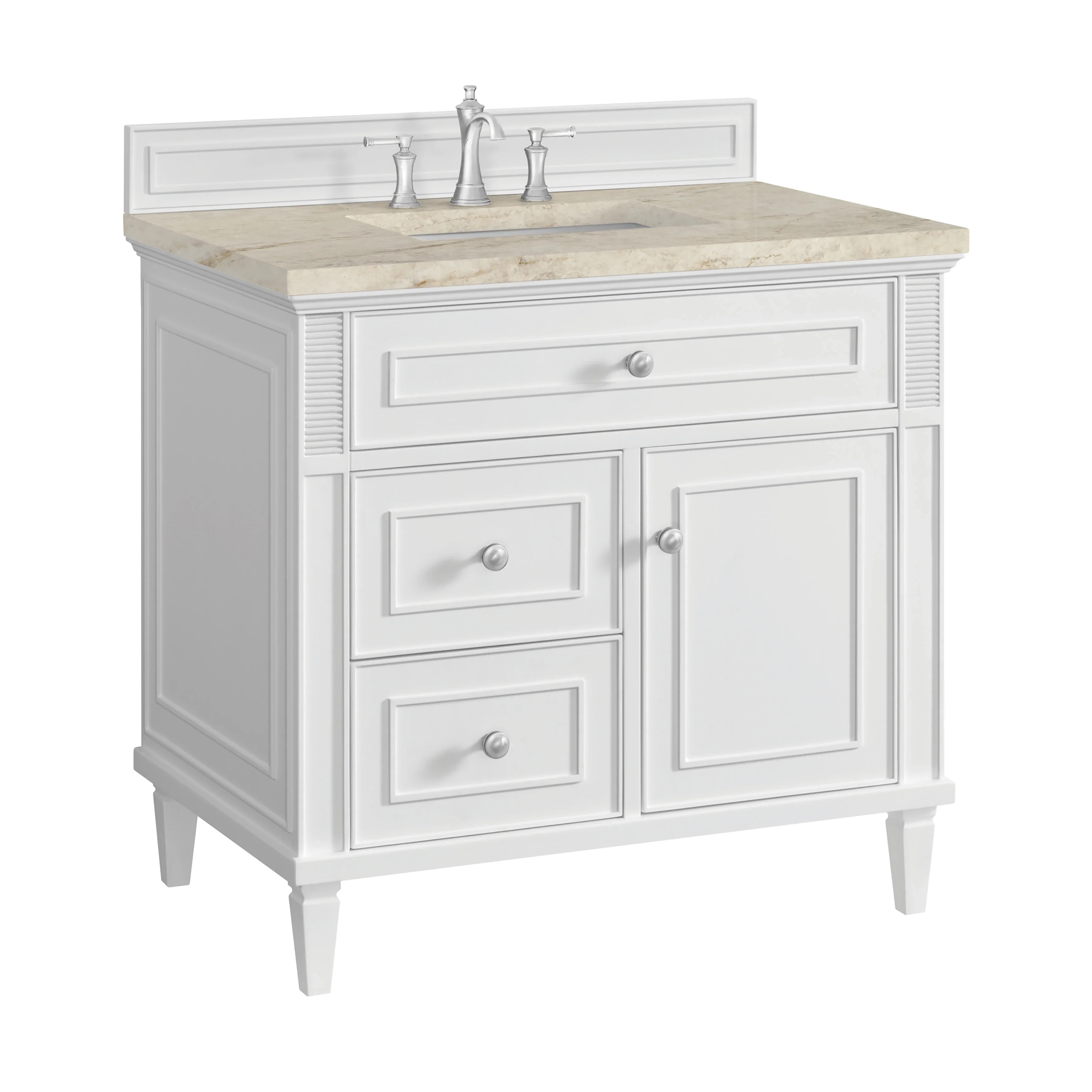 Lorelai 36" Single Vanity, Bright White, w/ 3 CM Tajnar Eclos Top