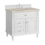 Lorelai 36" Single Vanity, Bright White, w/ 3 CM Tajnar Eclos Top