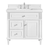 Lorelai 36" Single Vanity, Bright White w/ 3 CM White Zeus Silestone Top