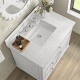 Lorelai 36" Single Vanity, Bright White w/ 3 CM White Zeus Silestone Top