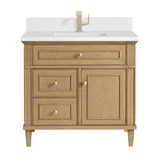 Lorelai 36" Single Vanity, Light Natural Oak w/ Single Hole 3 CM White Zeus Silestone Top & Backsplash