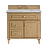 Lorelai 36" Single Vanity, Light Natural Oak w/ 3 CM Carrara White Marble Top
