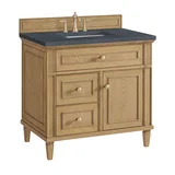 Lorelai 36" Single Vanity, Light Natural Oak w/ 3 CM Charcoal Soapstone Silestone Top