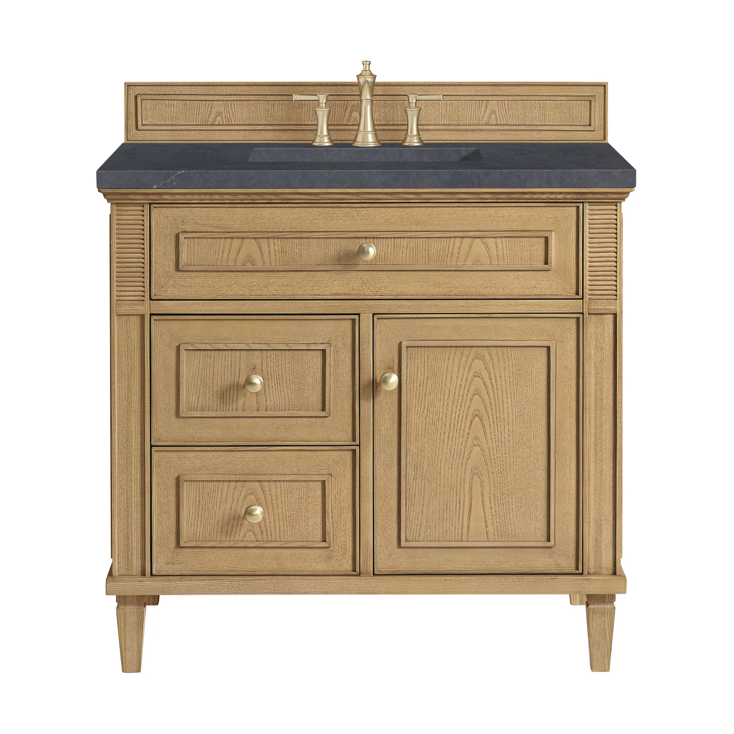 Lorelai 36" Single Vanity, Light Natural Oak w/ 3 CM Charcoal Soapstone Silestone Top