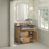 Lorelai 36" Single Vanity, Light Natural Oak w/ 3 CM Charcoal Soapstone Silestone Top