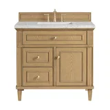 Lorelai 36" Single Vanity, Light Natural Oak w/ 3 CM Eternal Jasmine Pearl Silestone Top