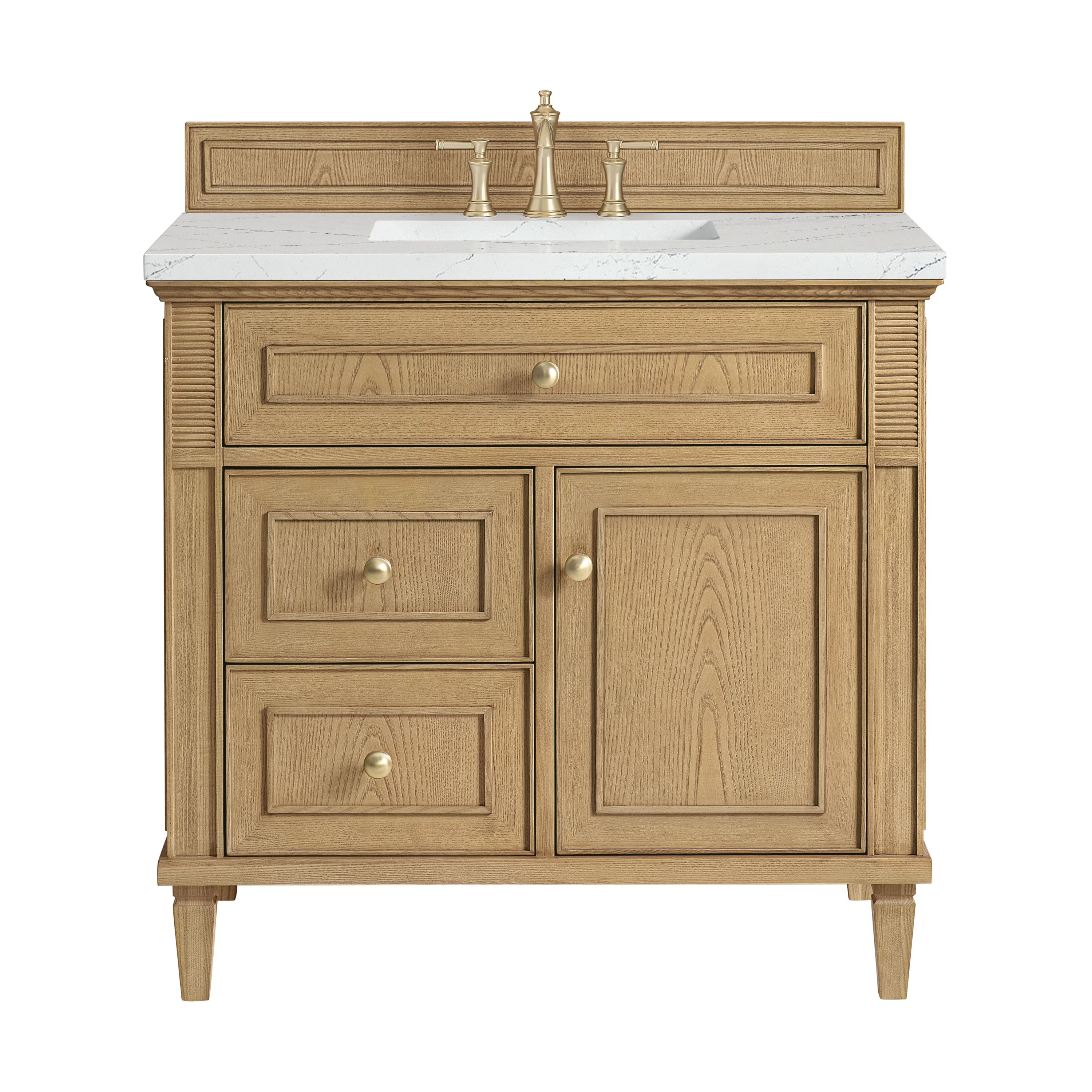 Lorelai 36" Single Vanity, Light Natural Oak w/ 3 CM Ethereal Noctis Silestone Top