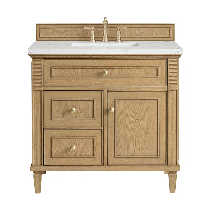 Lorelai 36" Single Vanity, Light Natural Oak w/ 3 CM Ethereal Noctis Silestone Top