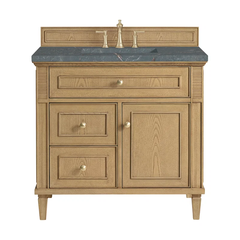 Lorelai 36" Single Vanity, Light Natural Oak w/ 3 CM Parisien Bleu Silestone Top